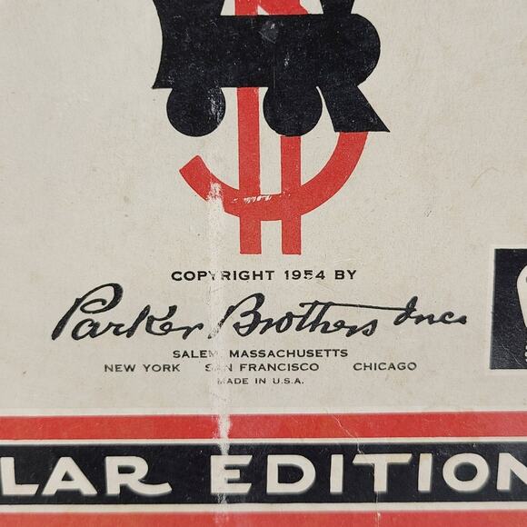 Monopoly 1954 Antique Vintage Red NO BOARD **IOB** - Picture 2 of 14